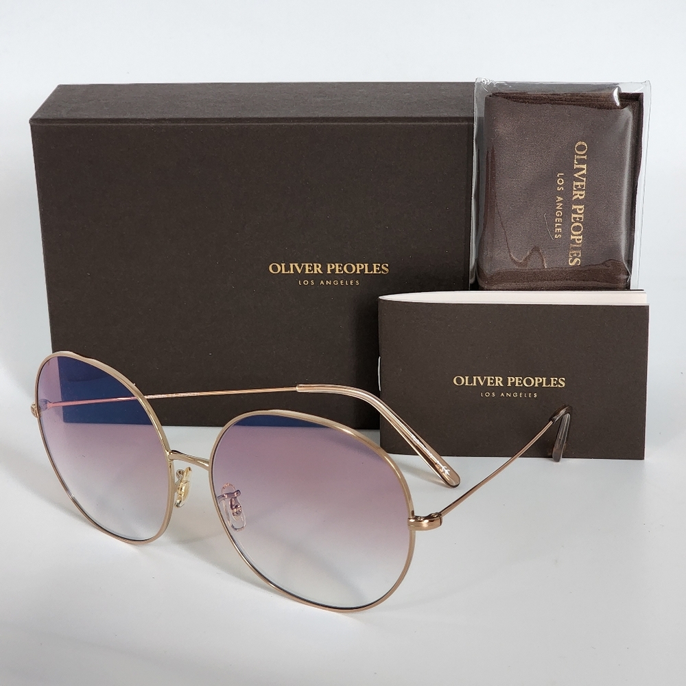 OLIVER PEOPLES Pink/ Gold Round Sunglasses